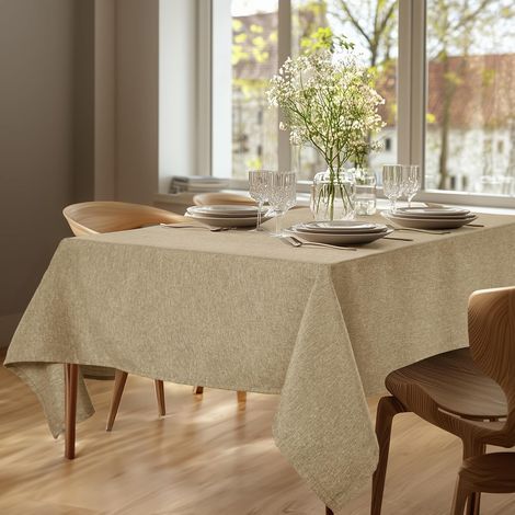 Nappe imperméable lavable, décoration rectangulaire, effet lin imperméable, 140140 cm, kaki, 1 pièce (1/5)