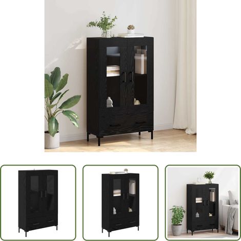 vidaXL Armoire chêne noir - Haut Armoire Chêne noir 69,5 x 31 x 115 cm Bois d'ingénierie (1/5)