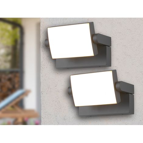 LED Außenwandleuchten 2er SET aus Aluminium in Anthrazit, Breite 20cm (1/5)