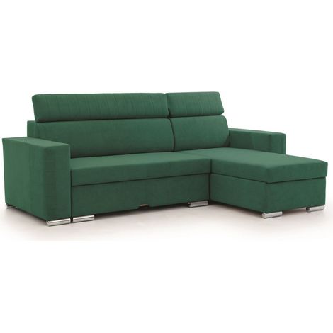 Ecksofa Schlafsofa Sofa CANTON in Stoff Camelia Grün Ottomane Rechts (1/5)