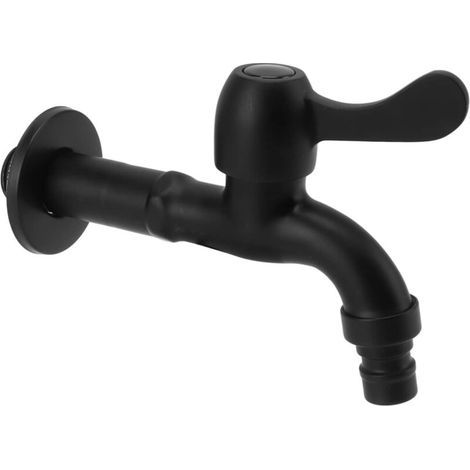 Wasserhahn aus Edelstahl 304, Kaliber G1/2, Wandmontage, lange Ausführung, Einzel-Kaltwasserhahn, Schwarz, Einzel-Kaltwasserhahn (für Waschmaschine)