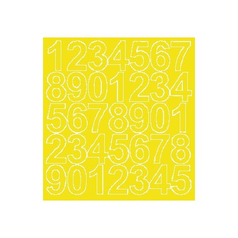 Pegatinas autoadhesivas con números de 4 cm, color amarillo brillante. (1/2)