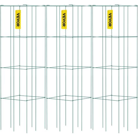 Cages à tomates 37x37x100 cm support pour plantes de jardin 3PCS, cages carrées pour plantes robustes, tours à tomates en acier enduit de PVC vert pour légumes grimpants, plantes, fleurs, fruits (1/5)