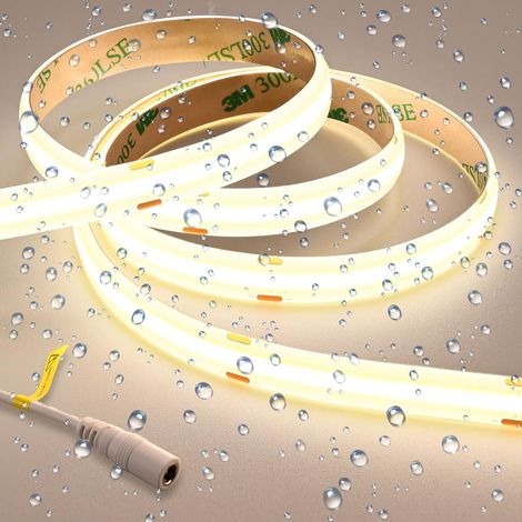 24V Super Lumineux COB Ruban LED Blanc Naturel 4000K 5M IP65 étanche (1/5)