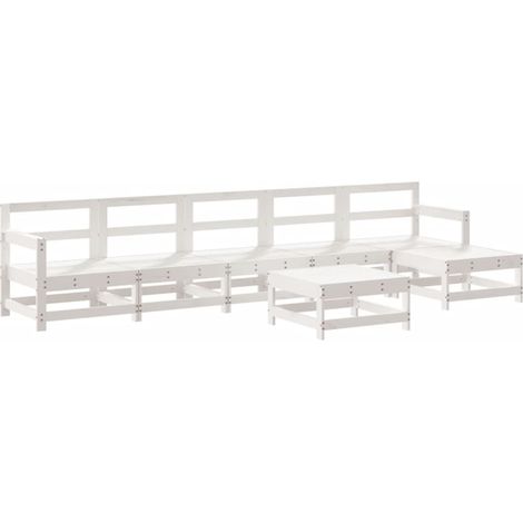 Maison Exclusive - Set Salotto da Giardino 7 pz Bianco in Legno Massello di Pino (1/5)