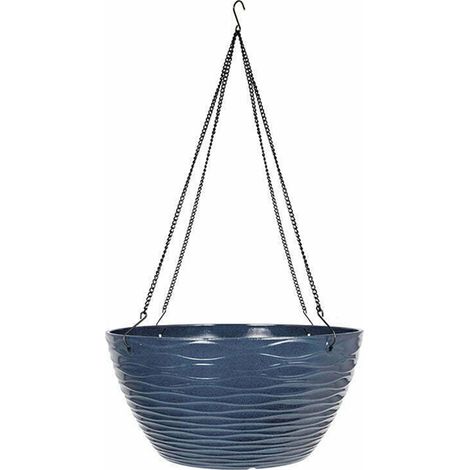35cm Windermere Hanging Basket - Plastic - L35 x W35 x H17 cm - Blue