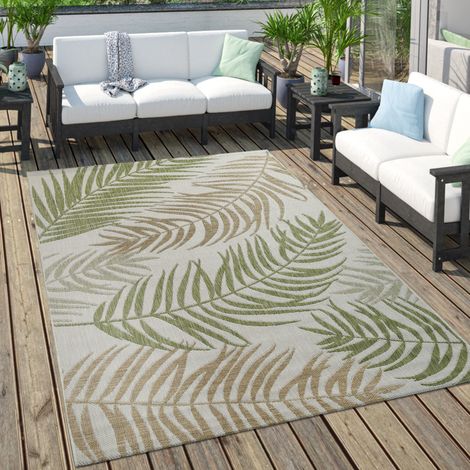 Paco Home Alfombra Exterior Terraza Balcón Pastel Diseño Palmeras Varios Colores 80x150 cm, Verde