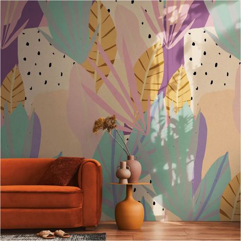 Photo wallpaper wall Profhome 782082 non-woven wallpaper smooth with graphical pattern matt beige purple pink pastel turquoise 1,59 m x 2,8 m (1/5)