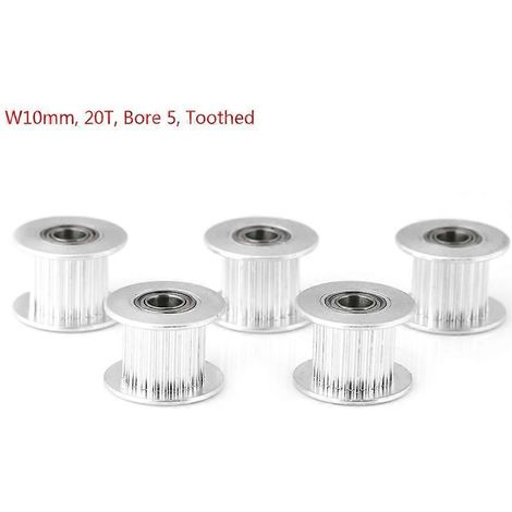 5 Stück Aluminium 2GT Zahnriemenscheibe 3D-Druckerzubehör (B10mm, 20T, Bohrung 5, verzahnt)