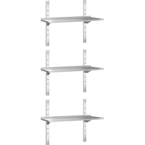 Lot de 3 étagères murales inox 1200 x 400 mm PREMIUM - GOLDINOX (1/4)