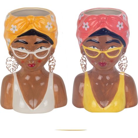 Vaso Decorativo Busto Donna in Ceramica per la Casa, Soprammobile Elegante, Accessorio di Design, Regalo Originale