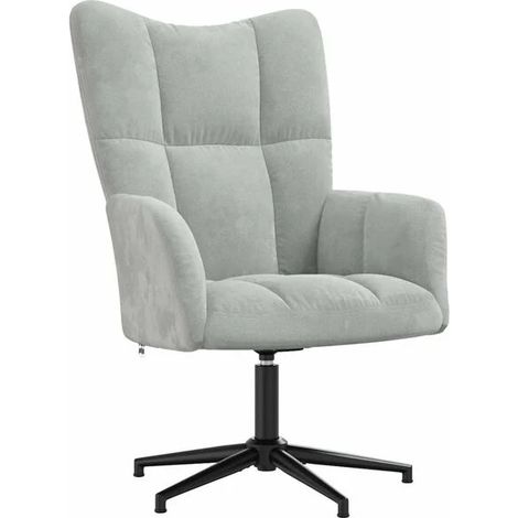 Fauteuil lounge en velours gris clair (1/5)