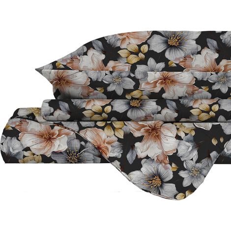 Copripiumino Infinity Matrimoniale con Sacco e Federe in Poliestere Black Flower (1/4)