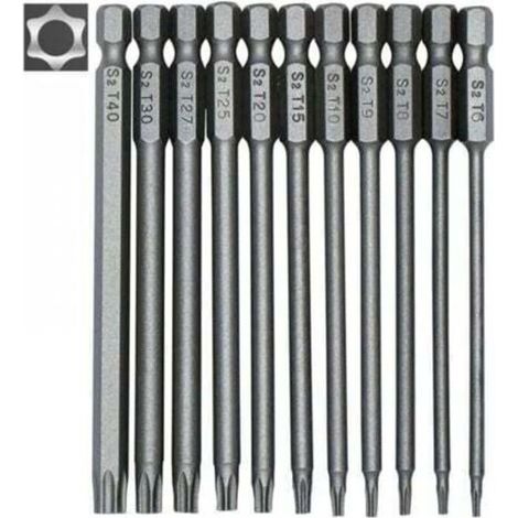 HOXILEELEOJeu 11 embouts tournevis longs 100mm, magnétiques, tige 1/4", T6-T40 (1/5)