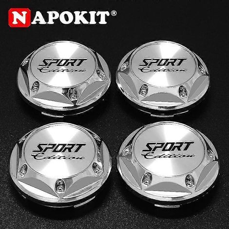 Lot de 4 enjoliveurs de roue de voiture en aluminium métal de 68 mm avec logo Sport Edition, décoration et cache-poussière. (1/5)