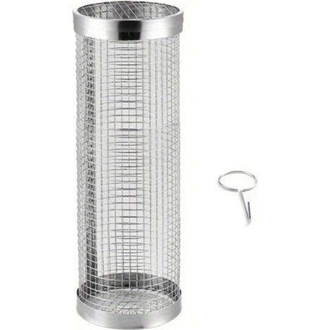 Panier à griller rotatif rond en acier inoxydable pour barbecue, idéal pour griller légumes, viande et poisson. Accessoire parfait pour les grillades en plein air et le camping. (1/5)