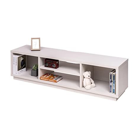 Iris Ohyama, Porta TV/Mobile TV/TV Supporto in legno/Porta TV con ripiani aperti/Porta TV per TV da 65 pollici, Legno massello, Ufficio, Soggiorno - TV Cabinet Standard OTS-150S - Quercia Bianco