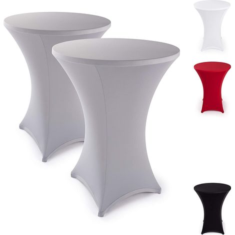 Ensemble de 2 housses extensibles pour table de bar - Housses élégantes pour table de bistrot Ø 80-85 cm, argent