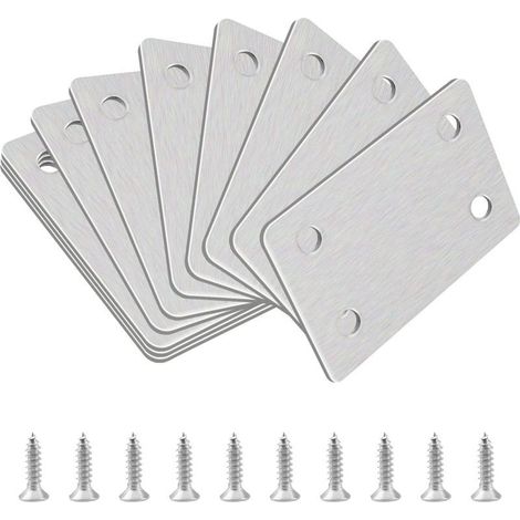 Flache Eckverstärkungswinkel, 10 Stück. Gerade Regalträger aus Edelstahl. Flache Eckverstärkungswinkel. Reparaturplatten-Baugruppe. (1/4)