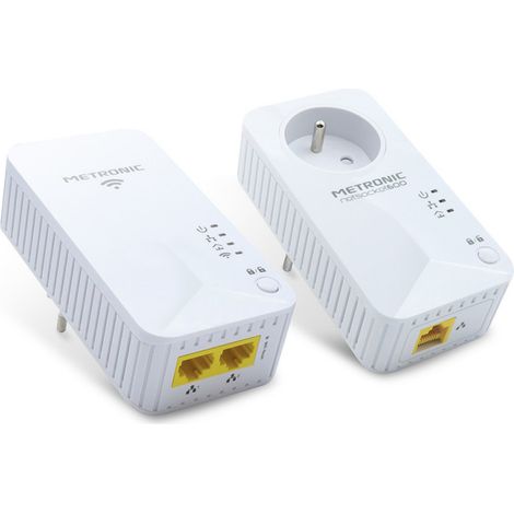 Prise CPL Duo Wi-Fi 600 Mb/s avec prise gigogne - blanc