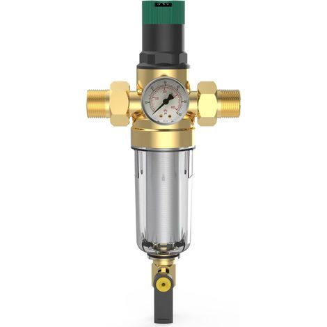 Réducteur de Pression en Laiton 3/4 pouce DN 20, Régulateur de Pression Réutilisable d'eau avec Filtre à Lavage Automatique et Manomètre (1/5)