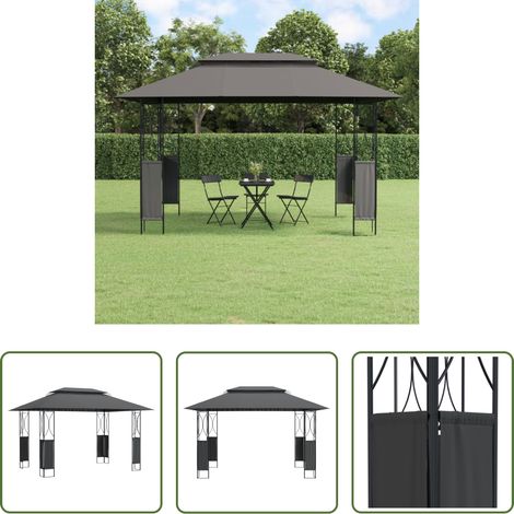 vidaXL Tonnelle de fête -  Belvédère avec toit anthracite 400x300x270 cm acier (1/5)