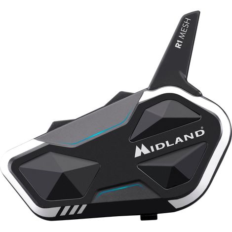 MIDLAND - R1 MESH INTERCOM MOTO, ÉCOUTEURS BLUETOOTH + MESH SANS FIL, CASQUE MOTO ÉTANCHE IPX6, PORTÉE 500M, 23H, AUDIO RCF STÉR