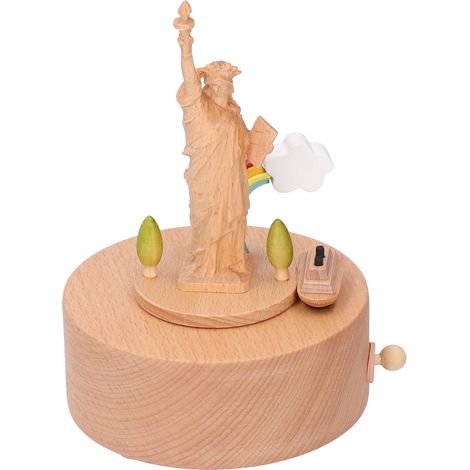 Boîte à musique en bois sculpté 3D, ornement rotatif pour décoration intérieure et cadeau artisanal (1/5)