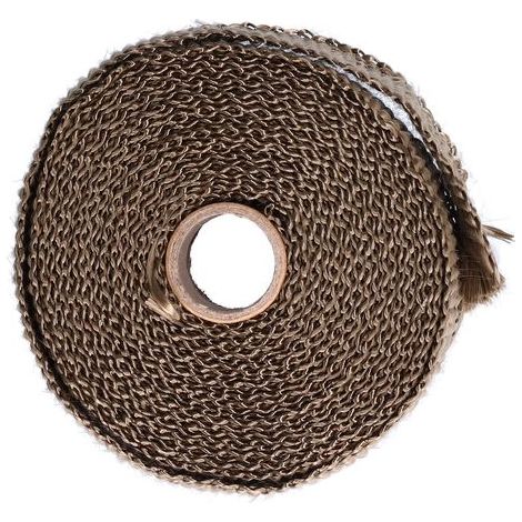Ruban isolant thermique haute performance 5m avec attache acier - Parfait pour échappement auto et moto - Marron (1/5)
