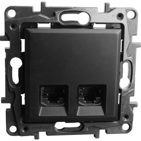 Doppelte Computerbuchse RJ45 CAT.5E FTP-Netzwerk schwarz (1/5)