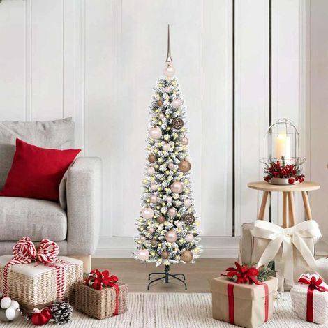 Sapin de Noël Artificiel Blanc 120 cm PVC, métal et plastique, Décoration de Noël (1/5)