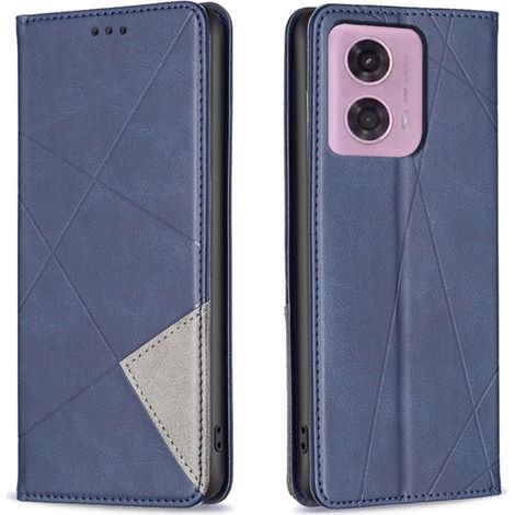 Coque pour Motorola Moto G24/G24 Power Premium PU Cuir Housse de Fermeture Magnétique Flip Portefeuille Etui - Bleu HJSDDRT (1/4)
