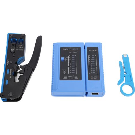 Kit d'outils de sertissage RJ45 pour câbles réseau (sertissage, coupe et dénudage) avec testeur pour Cat5e, Cat6 et Cat6a