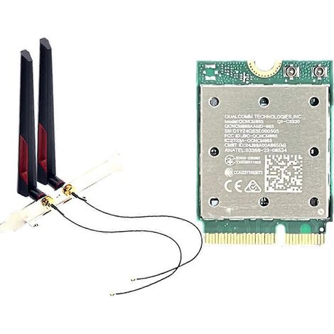 Carte Wi-Fi sans fil tri-bande QCNCM865 Bluetooth 5.4, adaptateur réseau sans fil tri-bande 2,4 GHz/5 GHz/6 GHz pour Windows 11, antenne (1/5)