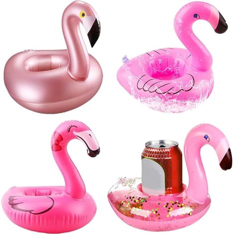 Porte Tasse Piscine 4 Pièces, Porte Gobelet Gonflable Baignoire Accessoire, Mini Bouee Piscine Flotter pour des Fêtes De Plage D'été, Fêtes Hawaïennes et des Activités Aquatiques (1/5)