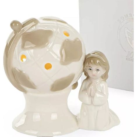Etm Santus Girl Mappamondo LED Prima Comunione Porcellana 10 cm