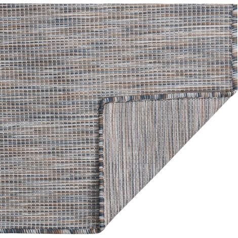 Tapis à tissage plat d'extérieur 80x150 cm Marron et bleu CFW88112 (1/5)
