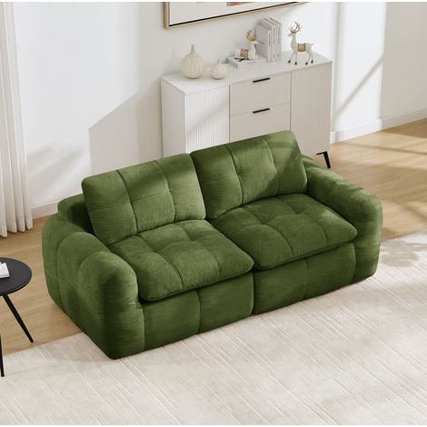 Modulares 2-Sitzer-Sofa aus Chenille, 194 x 97 x 68 cm, grün HAVRYA (1/5)