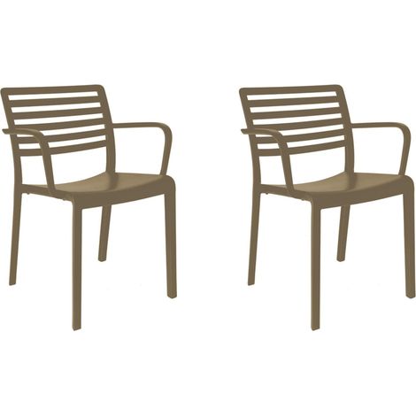 Set 2 sillas con brazos interior, exterior chocolate LAMA Resol