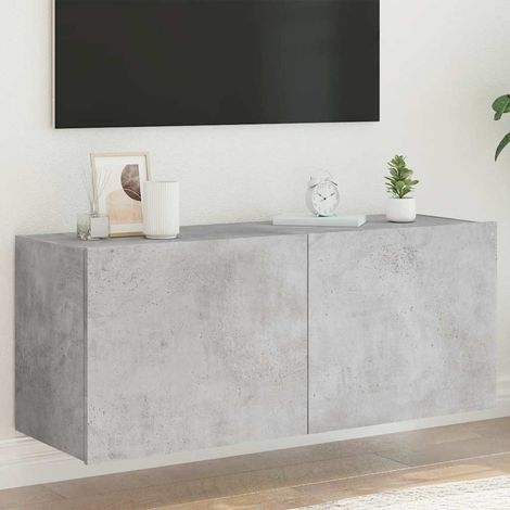 TV-Wandschrank mit LED-Leuchten Betongrau 100x35x41 cm (1/5)