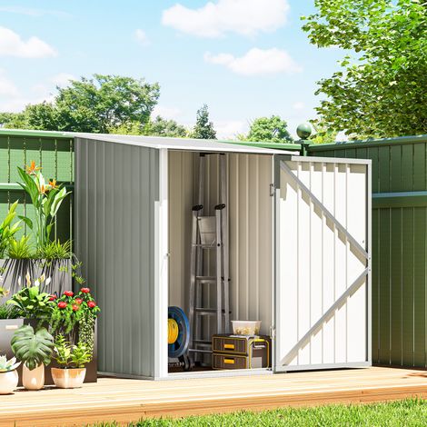 Caseta de herramientas de jardín de acero galvanizado con puerta, 100x104x160 cm, gris claro.