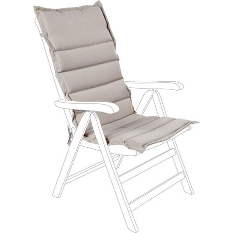 Cuscino per sedia a sdraio trapuntato con schienale alto idrorepellente per interno ed esterno -Beige / Kit da 2 Pezzi
