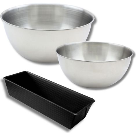 Ensemble avec 1 Moule à Cake 25,5cm, 1 spatule Zenker et 2 bols à mixer en inox Fackelmann (1/5)