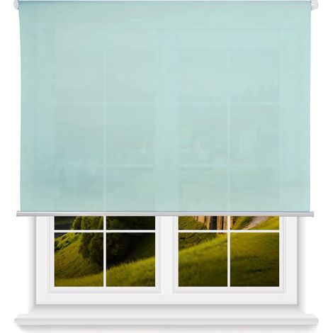 WellHome Estor enrollable translúcido con cadena PVC, 140x175cm Azul claro (1/5)