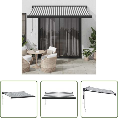 Auvent de jardin - Auvent rétractable anthracite et blanc 3,5x2,5m tissu/aluminium (1/5)