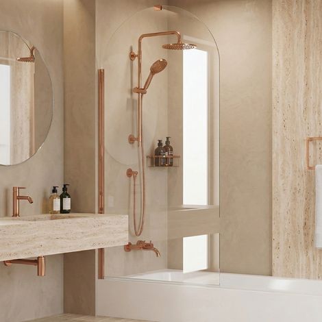 Pare-baignoire – 80 x 140 cm – Cuivre brossé – LIVIA (1/4)