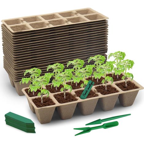 Plateaux de Semis Biodégradables 30 Pièces (10 Alvéoles) – Bacs à Semis Compostables en Fibre de Papier avec Trous de Drainage – Idéal pour Graines, Légumes, Fleurs et Jardinage Écologique (1/5)