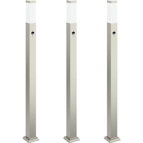Balizas luminosas con sensor, 3 unidades, 110 cm, acero inoxidable, IP44 vidaXL