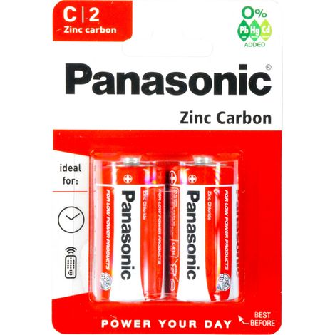 Batterie zinco-carbone Panasonic R14 LR14 C, 2 pezzi (1/4)