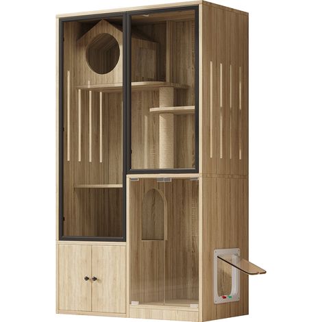 GagaVilla pour chats bois naturel 90x50x160 cm (1/5)